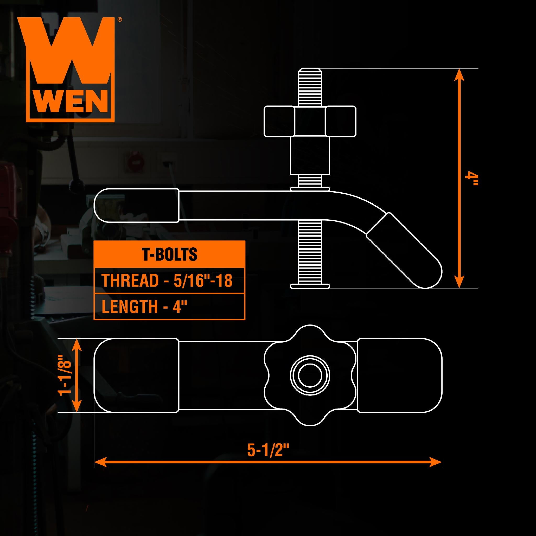 WEN 48-Inch Universal T-Track and Hold Down Clamps Kit for Woodworking