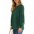 thumbnail image 4 of UVN Plus Size Tops for Women Pleated Long Sleeve Shirts Dressy Casual Crewneck Fall Blouses, 4 of 9