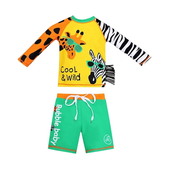 Hifoo Child Swimwear Boys Sets Cartoon Long Sleeve Rash Guard Swimsuits Toddler Kids Beach Swimming Pool Summer Outfit Comfort Vacation Bathing Suit