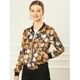 thumbnail image 2 of INSPIRE CHIC Women's Stand Collar Zip up Floral Prints Crop Length Bomber Jacket, 2 of 6