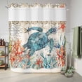 thumbnail image 6 of No Hook Shower Curtain, Sea Turtle Coastal Shower Curtains for Bathroom with See Through Top Window, Vintage Beach Coral Starfish Nautical Waterproof & Washable Bath Curtain Long 72"x78", 6 of 9