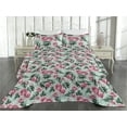 thumbnail image 2 of Ambesonne Flowers Vintage Quilted Bedspread Set 3 Pcs, Vintage Feels Roses, King, Almond Green Magenta Teal, 2 of 4