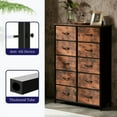 thumbnail image 4 of SIVROCK 10-Drawer Fabric Storage Tower, Dresser, Multi-Use Organizer with Fabric Bins, Steel Frame & Wood Top, Brown, 4 of 6