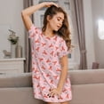 thumbnail image 3 of Haiem Cartoon Lobsters 3 Print Women’s Short-sleeved Nightdress – Comfortable and Loose-Fit Sleepwear, Soft Cotton Sleep Shirt for Relaxing, Casual Nightdress, 3 of 6