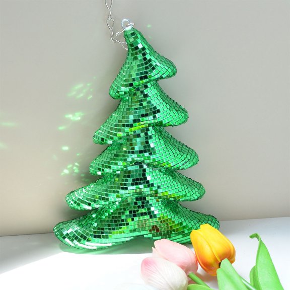 Luxcidy Disco Christmas Tree Shiny Cone Tree, Disco Christmas Decor, Silver Disco Mirror Christmas Tree for Party Decoration, Christmas Tree Wedding Birthday Party Ornaments