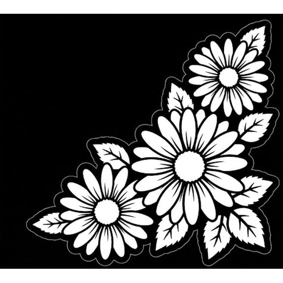 White Daisy Flower Vinyl car Decal Sticker - Waterproof Floral Silhouette for Car Windows, Laptops, Tumblers & Bumpers - Cute Corner Garden Aesthetic Design