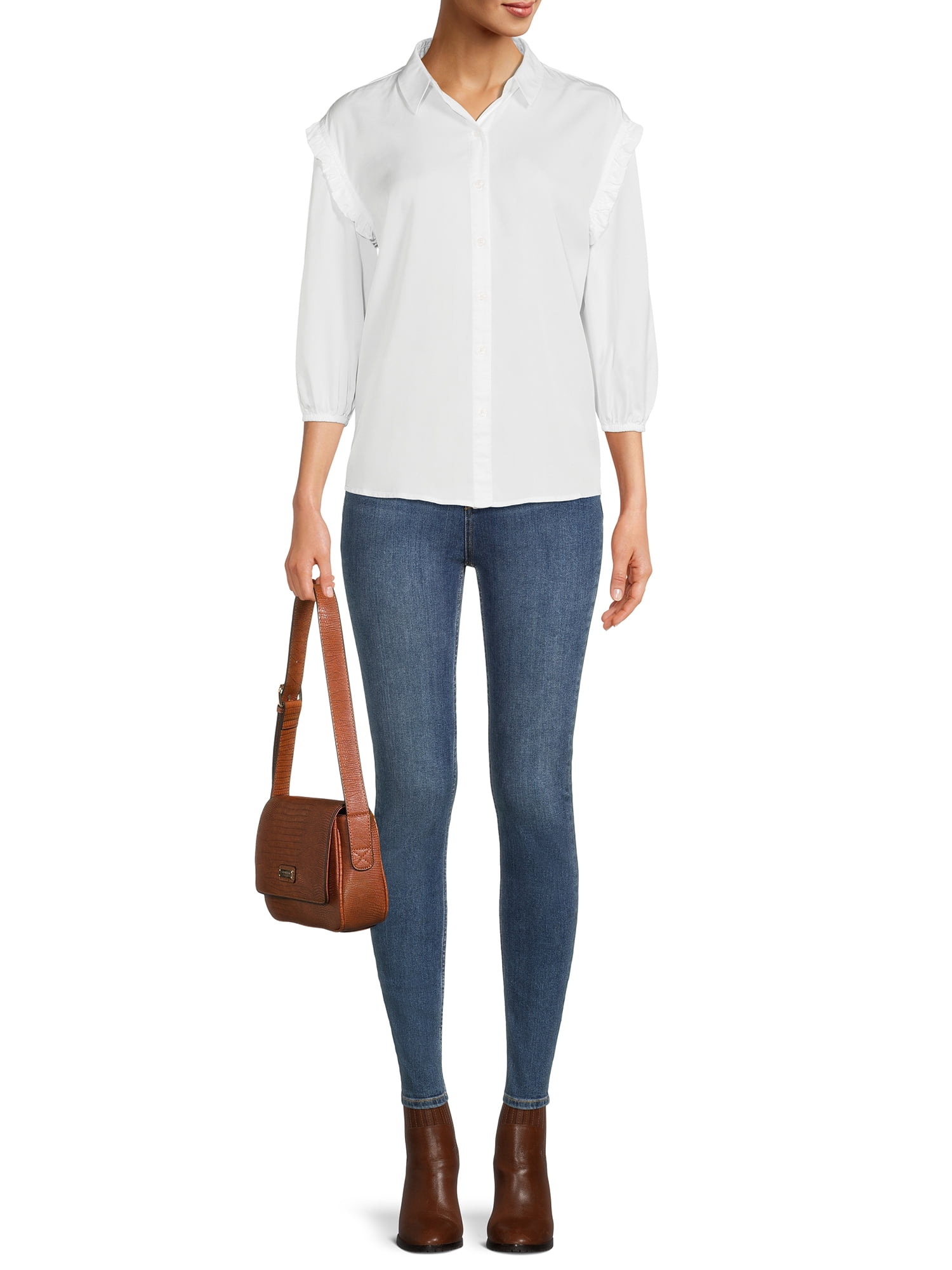 walmart time and tru ruffle sleeve top