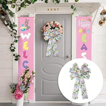 

Pgeraug ornament Easter Bow Wreath Easter Bunny Wreath Bow Easter Decoration Spring Burlaps Bow For Front Door Indoor Outdoor Wall Easter Decoration Supplies Hangs J