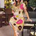 thumbnail image 6 of Bixox Women's Short Sleeve Summer Dress Loose Swing Knee Length Dresses with Pockets-Donuts, 6 of 7