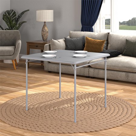 COSCO 34" Square Vinyl Tabletop Folding Table, Gray