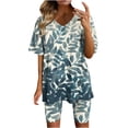 thumbnail image 2 of Ensembles de Gym pour Femmes 2 Pcs Mode pour Femmes Blouse à Col en V T-Shirts à Manches Courtes Shorts Ensembles de Tenue Décontractée Ensembles Confortables pour Femmes en Liquidation, 2 of 4