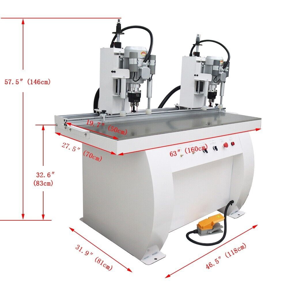 Double Station Woodworking Hinge Drilling Machine Pneumatic Hinge Boring Press Machine φ35mm & φ3mm Drill Bit