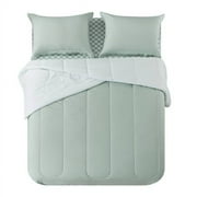Mainstays Reversible 7-Piece Bed-in-a-Bag Comforter Set with Sheets, Sage, King
