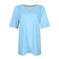 thumbnail image 6 of Womens Tops Women's Fashion V-Neck Classic Loose Solid Color Casual Short Sleeve T-Shirt, 6 of 6