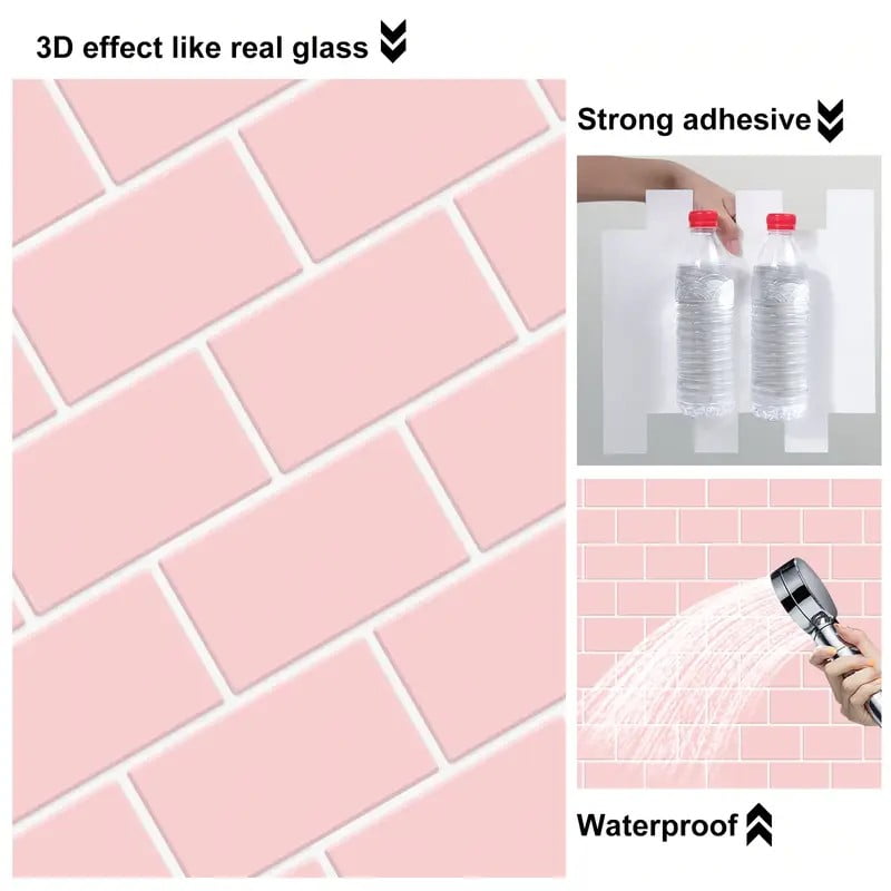 FLOLEOPA 20-Sheet Subway Tile Peel and Stick Backsplash, Self Adhesive Vinyl Wall Tiles, Stick on Backsplash for Kitchen and Bathroom
