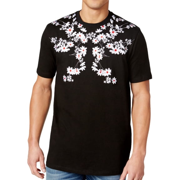 Hudson Mens Embroidered Basic T-Shirt, Black, Small