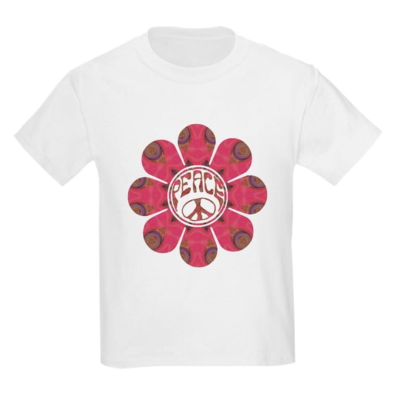 CafePress - Peace Flower Affection Kids Light T Shirt - Light T-Shirt Kids XS-XL