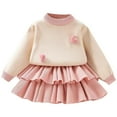 thumbnail image 4 of MEZZALL Girls Knit Sweater Dress Set Long Sleeve Tiered Skirt Outfits Casual Winter Clothes For Toddler Kids Age 2 9 Years Cute Cartoon Clothing, 4 of 4