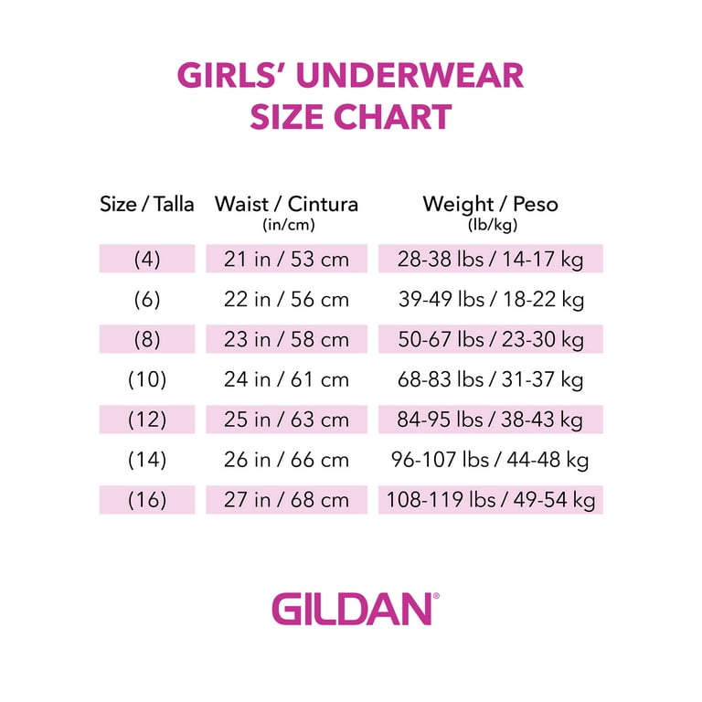 Gildan Girls Underwear, 18 Pack Bikini Cotton Panties, Size 16 