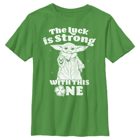 Boy s Star Wars: The Mandalorian Grogu St. Patrick s Day Stars Luck is Strong with this One Graphic Tee Kelly Green Small