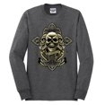 thumbnail image 2 of Wild Bobby, Brotherhood Biker Motorcycles Cross and Skull Pop Culture Mens Long Sleeve Shirt, Heather Black, 2XL, 2 of 3