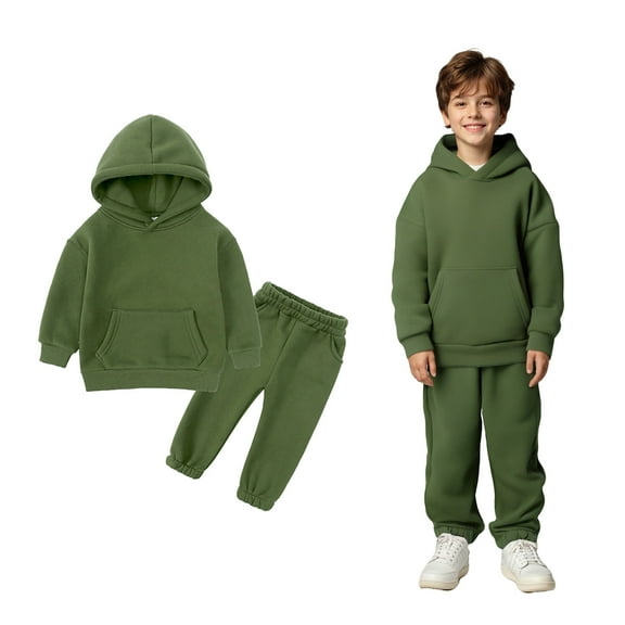 Kids Sweatsuit Set for Girls 2PC Long Sleeve Green Soft Hoodie Sweatpants Fall Clothes Girl Sets12-13 Years Boys Girls Fashion