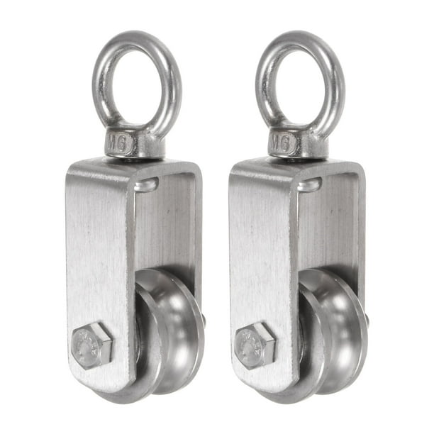 2 Paquete de Rueda de Polea de Acero Inoxidable 304, M30 U Tipo Doble Rodamiento Rueda de Polea de Cable Carga 400lbs