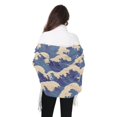 thumbnail image 4 of FORMRS Womens Scarf Winter Soft Long Big Warm Shawls Wrap Tassel Scarves, Blue Wave Pattern, 4 of 9