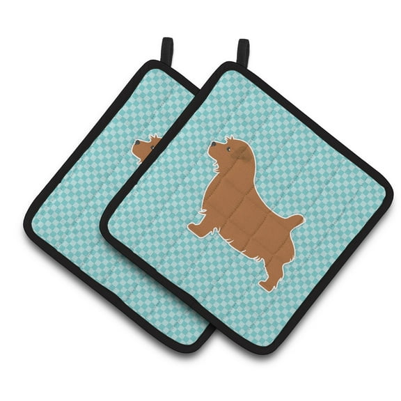 Carolines Treasures BB3709PTHD Norfolk Terrier Checkerboard Blue Pair of Pot Holders , 7.5HX7.5W, multicolor