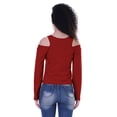 thumbnail image 5 of Moomaya Womens Cold Shoulder Short Top Solid Full Sleeves Summer Tee Tops, 5 of 7