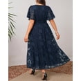 thumbnail image 2 of Vestido largo a la moda, azul marino, cuello en V, talla grande, talla grande, para mujer, 2 of 5