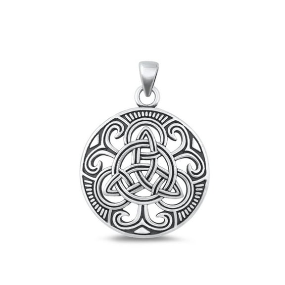 Sterling Silver Celtic Knot Triquetra Pendant .925 Oxidized Medallion Charm Jewelry Female Unisex