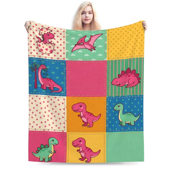 Dinosaur Blanket Throw Soft Flannel Bed Blankets for Sofa Couch Home Decor All Season Cozy Warm Lightweight Decorative Bedding Cover Plush Flannel 50x40