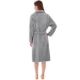 thumbnail image 5 of Women's Double Sided Plush Fleece Maxi Robe, Long Length Bathrobe with Pockets, Soft Warm Loungewear, Cozy Winter Nightgown, Belted Thermal Sleepwear Grey M, 5 of 10