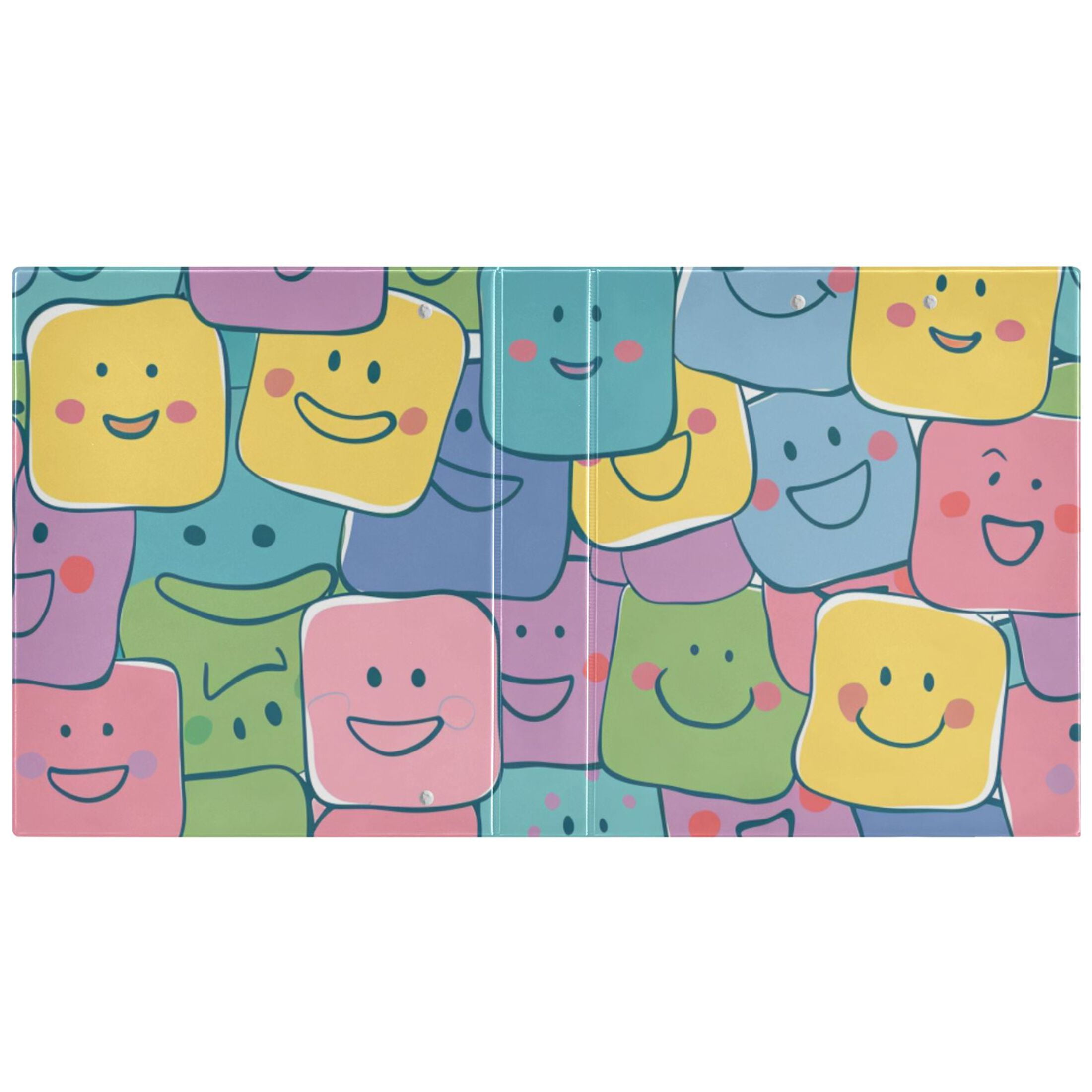 Smiling Faces 3 Ring Binders 1.5 inch Hardcover File Folders with Interior Pockets A4 Size Organizer for School Office Hospital