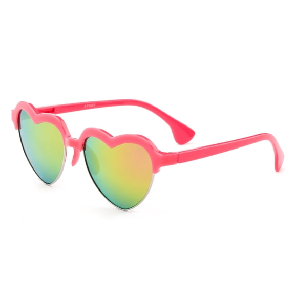 Newbee Fashion - "Hearty" Kyra Kids Heart Shaped Flash/Mirror Semi-Rimeless Glasses