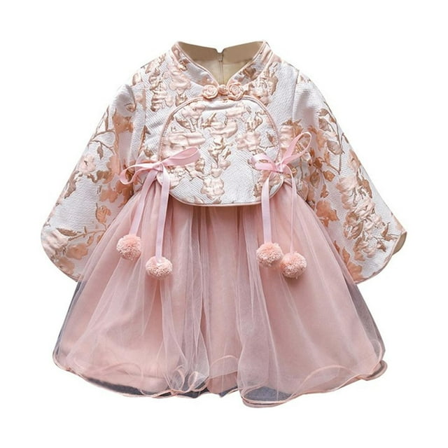 Pulls pour Enfants Filles Grandes Filles Robes Tout-Petits Enfants Filles Robe du Nouvel An Robe d'Hiver pour Enfants Robe Brodée Tang Performance