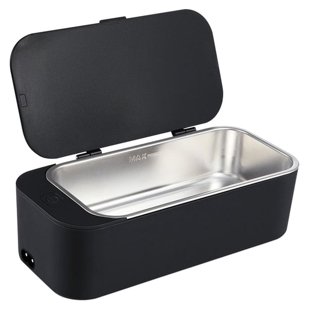 Limpiador ultrasónico para el hogar Mini caja de almacenamiento de limpieza de mano para reloj Negro Zulema Limpiador ultrasónico
