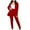 Red, variant on Womens 2 Piece Outfit Suit Casual Plain Trouser Suit Long Sleeve Open Front Blazer Jacket Solid Work Business Office Wedding Guests Casual Smart Suit Set Ladies