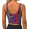 thumbnail image 3 of Haiem Colorful Snake Pattern Womens Sports Bra - U Neck Padded Low Impact Yoga Bra Workout Crop Top Gym Moisture-Wicking Workout Vest -, 3 of 9