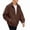 Coffee, variant on Mens Half Zip Jacket Collar Coat Casual Loose With Side Pockets White Size M