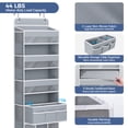 thumbnail image 3 of Over The Door Hanging Storage Organizer, 5 Tier Heavy-Duty Wardrobe Storage Organizer with Side Pockets, Foldable Behind Door Storage, Hanging Shelves for Bedroom, Bathroom and Baby Nursery, Grey, 3 of 7