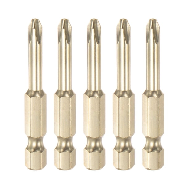 5uds PH2 Phillips Cabeza Destornillador Taladro 2" Longitud 0.18" Diámetro 1/4 Pulgadas Hexagonal Vástago S2 Acero Magnético Cruzado Cabezal para Eléctrica Herramienta