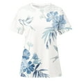 thumbnail image 5 of Fiudx Ofertas de La Semana Mujer Estampado Cuello Redondo Encaje Ahuecado Manga Corta Pulóver Blusa Camiseta Tops, 5 of 5