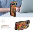 thumbnail image 4 of for Google Pixel 7 Pro Luxury Premium PU Leather + TPU Case with 3 Card Slots, Kickstand Back Case Floral Pattern Skin-Friendly Shock-resistance Cover for Google Pixel 7 Pro, Autumn, 4 of 6