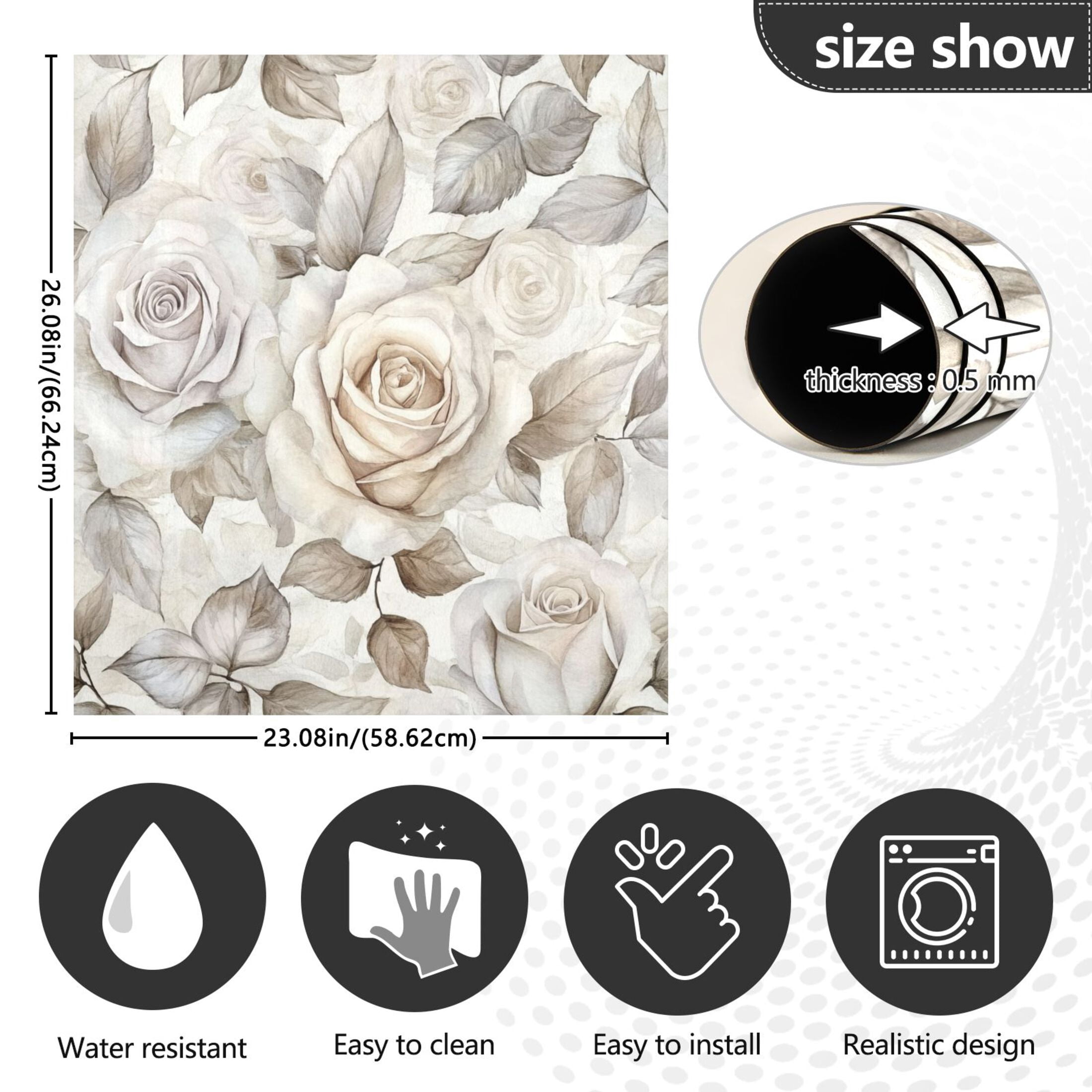 Dishwasher Magnetic Sticker 23x26 Inch Refrigerator Magnetic Sticker Washing Machine Magnetic Sticker Kitchen Panel Magnetic Sticker Home Decor Cartoon White Flowers