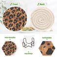 thumbnail image 4 of Yayeee 6 PCS Drink Coasters with Holder Set Woven Absorbent Round Tabletop Hot Pad, Leopard Pattern, 4 of 7