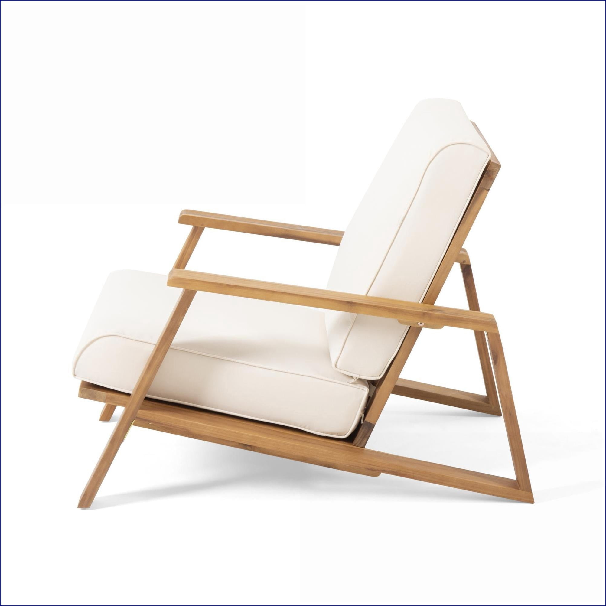 Outdoor Patio Adirondack Chair | Modern Contemporary for Backyard Poolside Fire Pit | Beige | Acacia Wood