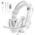 thumbnail image 1 of Audífonos gaming con cable, para PS5/PS4/PC/Xbox One, supraaurales con cancelación ruido y micrófono, LED, bajos envolventes, almohadillas suaves, laptop/Mac, blanco., 1 of 6