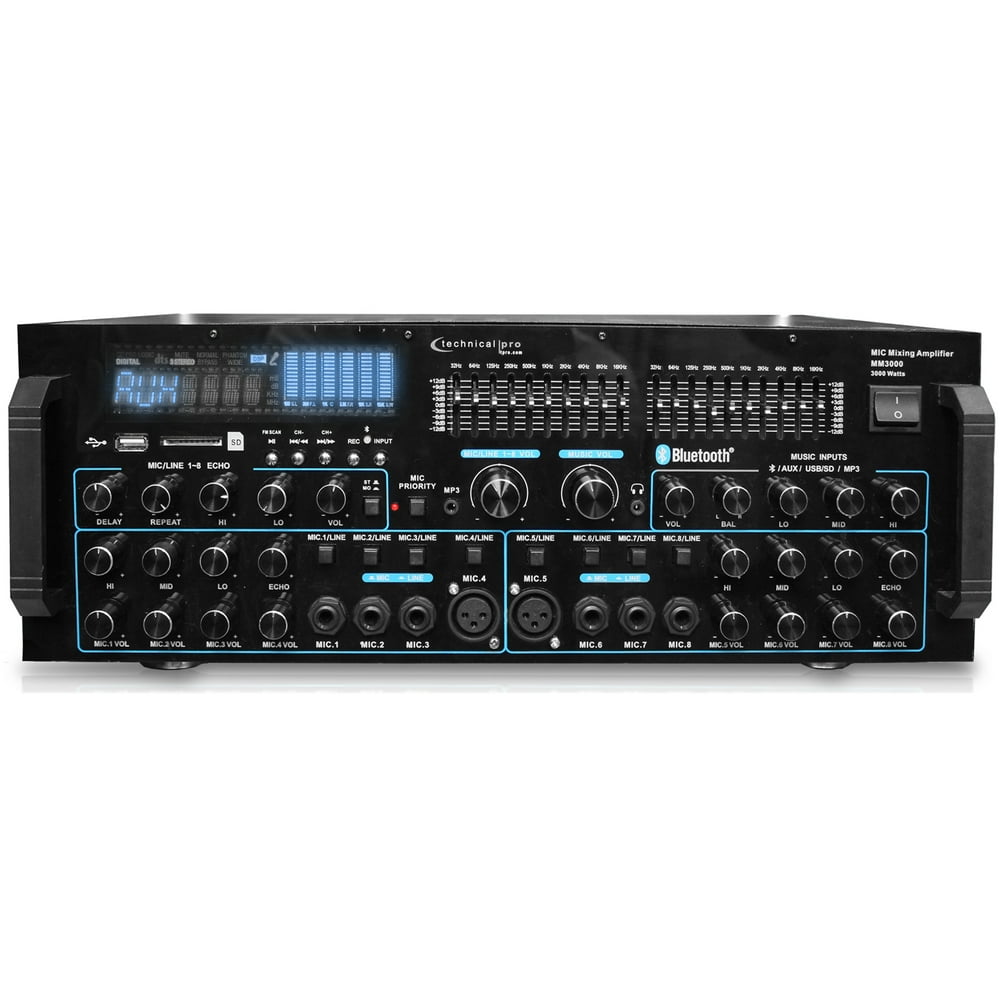 Technical Pro 3000 Watts Professional Mic Mixing Amplifier with USB SD